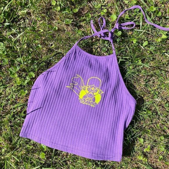 Mojo JoJo Powerpuff Girls Purple Halter Ribbed Top - Picture 2 of 6